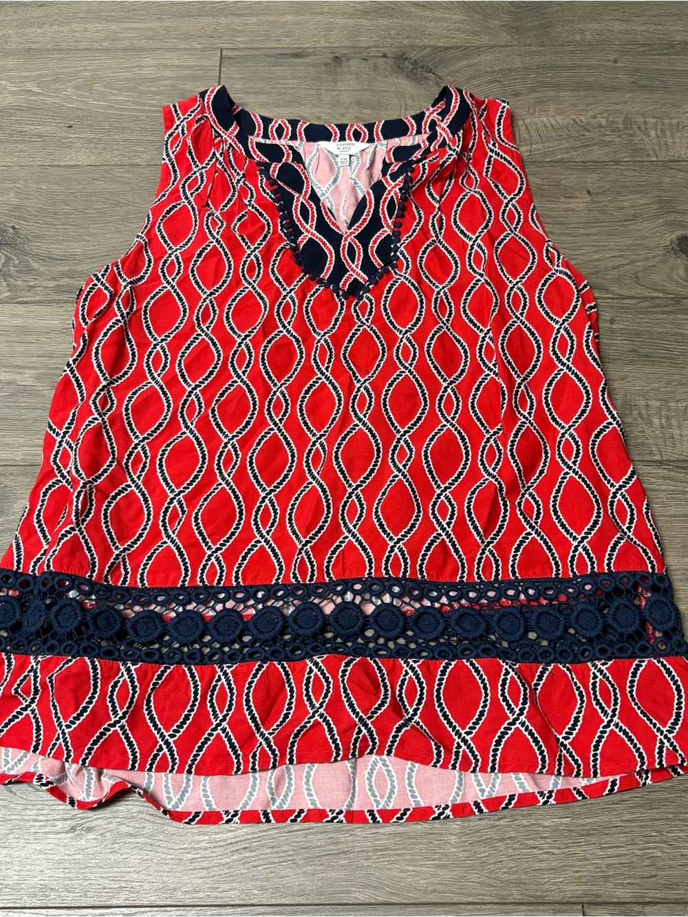 Red white & blue crown & ivy fourth of July preppy tank top petite medium